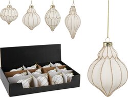 H&S Kerstbal Ornament Wit Goud 4As