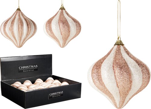 H&S KERSTBAL UI 10CM 2ASS GLITTER - afbeelding 1
