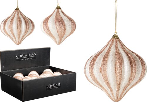 H&S KERSTBAL UI 12CM 2ASS GLITTER - afbeelding 1