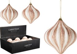 H&S KERSTBAL UI 12CM 2ASS GLITTER - afbeelding 1