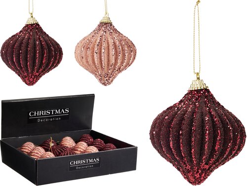 H&S KERSTBAL UI 8CM 2ASS KLEUR - afbeelding 1