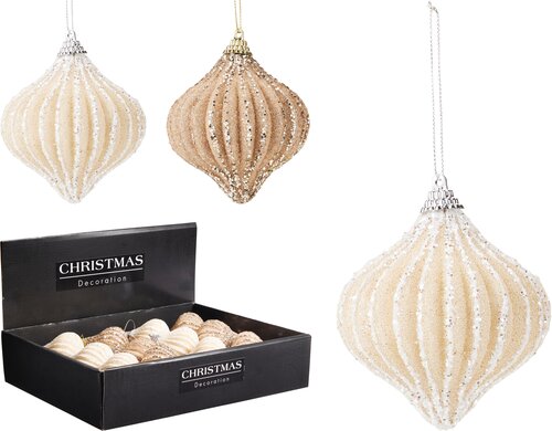 H&S KERSTBAL UI 8CM 2ASS KLEUR - afbeelding 1