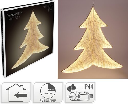 H&S KERSTBOOM 53X56CM 260LED GOUD - afbeelding 1