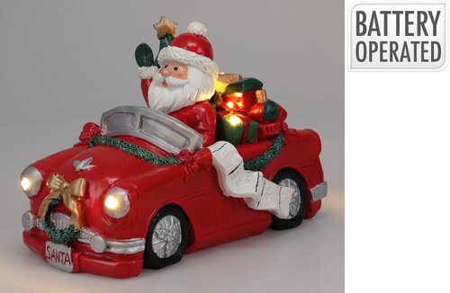 H&S KERSTMAN IN AUTO 22X12X14CM - afbeelding 1