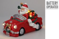 H&S KERSTMAN IN AUTO 22X12X14CM - afbeelding 1
