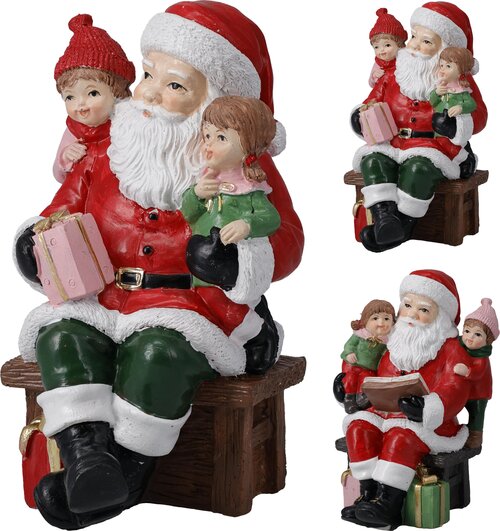H&S KERSTMAN ZITTEND 18CM 2ASS - afbeelding 1