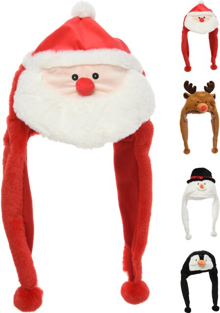 H&S KERSTMUTS PLUCHE 50CM 4ASS - afbeelding 1