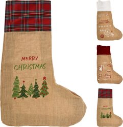 H&S Kerstsok Jute 90X35Cm 3Ass