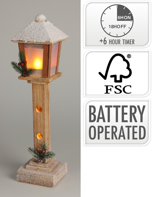 H&S LANTAARNPAAL EN LED 52CM BRUIN - afbeelding 1