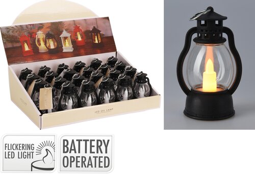 H&S OLIELAMP MET KAARS ZWART 9CM - afbeelding 1