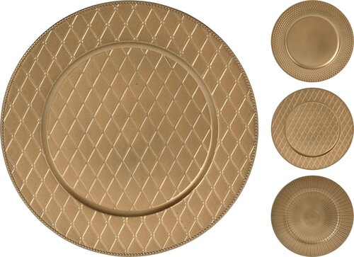 H&S Onderbord Mat Goud 33Cm 3Ass