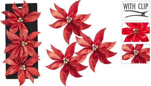 H&S POINSETTIA BLOEM 15CM ROOD 2AS - afbeelding 1