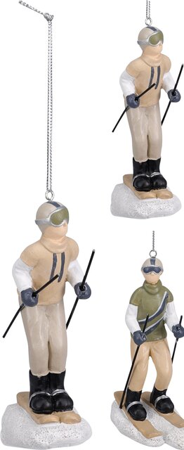 H&S SKIEER HANG DECO 7X5X12CM 2ASS - afbeelding 1