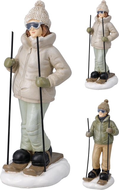 H&S SKIER FIGURE 9X8X20CM 2ASS - afbeelding 1