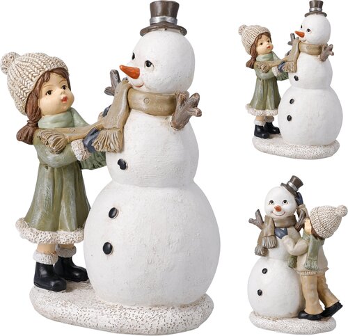 H&S SNEEUWMAN MET KIND 10X8X17CM - afbeelding 1