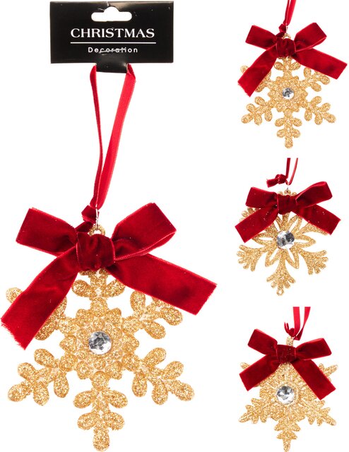 H&S SNEEUWVLOK HANGDECO 10CM GOUD - afbeelding 1