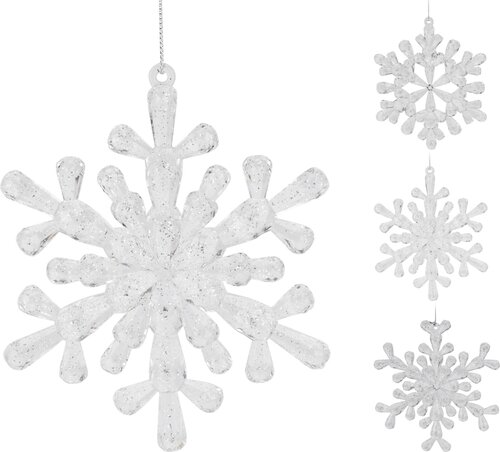 H&S Sneeuwvlok Hangdeco 12X12Cm 3A