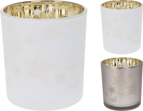 H&S Theelichthouder 8Cm Glas 2Ass