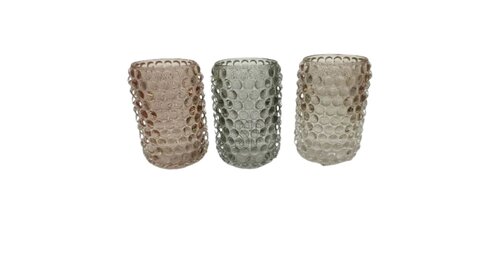 H&S Theelichthouder 8X12Cm Stippen 3Assorti