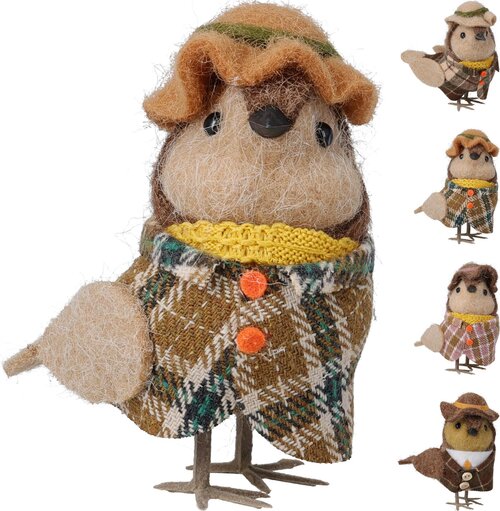 H&S VOGEL STAAND 13CM 4ASS BRUIN - afbeelding 1