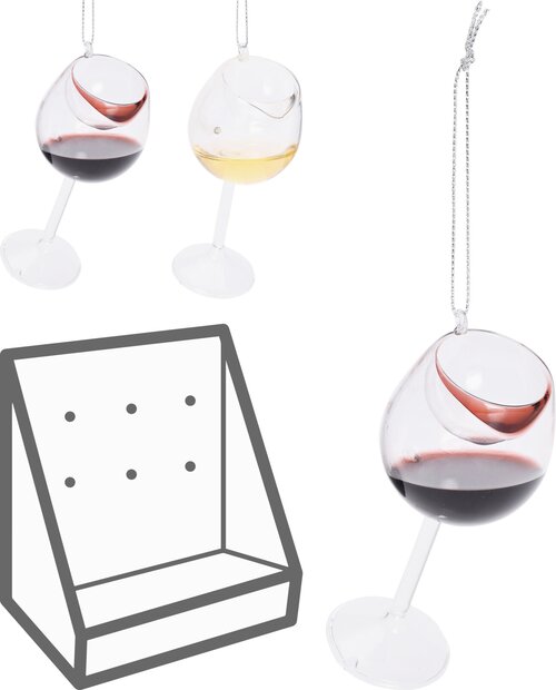 H&S Wijnglas Hangdeco 10Cm 2Ass
