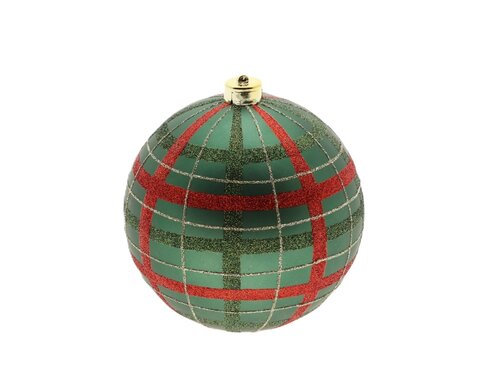 Hanger bal checkered d14cm grn/rd