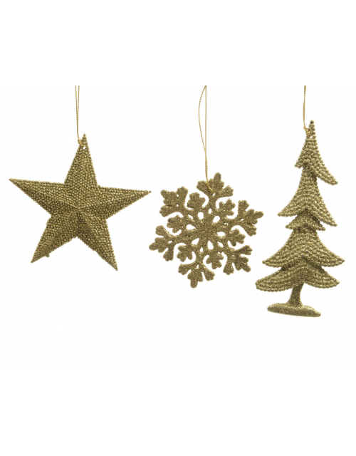 Hanger plastic glitter lichtgoud a3