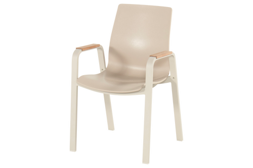 Hartman Flow stackable armchair sand with teak look armrests - afbeelding 1
