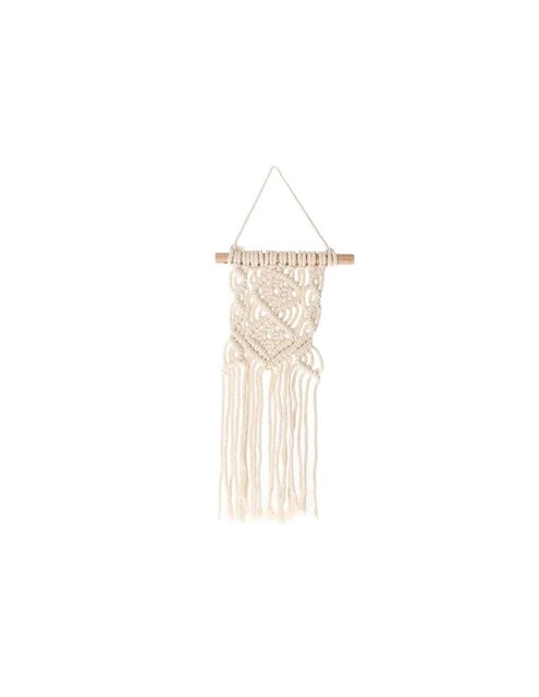 HBX Deco knoop macrame l13b1.5h40cm wit
