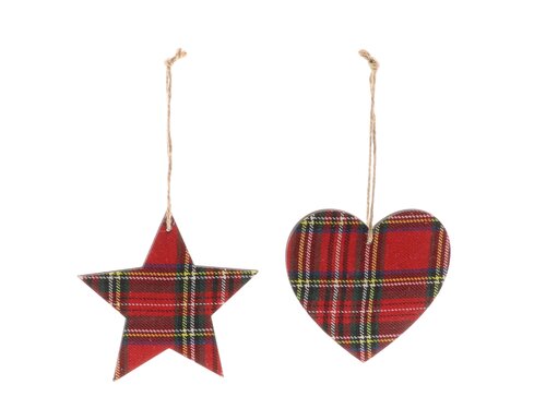 HBX Hanger Star/Heart Checked 2Ass L12W0.7H12