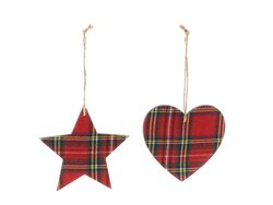 HBX Hanger Star/Heart Checked 2Ass L12W0.7H12