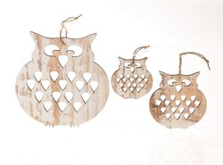 HBX Natural Living Hang. Owl Lasercut 3 Sizes