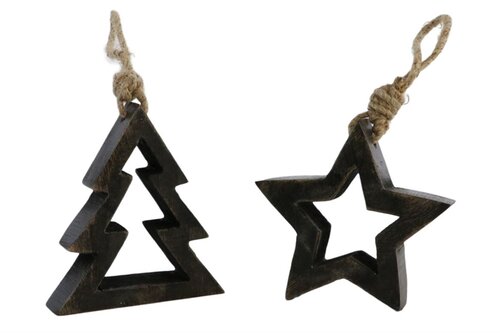 HBX Natural Living Hang. Star & Tree Mango 2ass L10.0w10.0h2.5