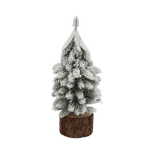 HBX Natural living kerstboompje met sneeuw h19cm groen/wit