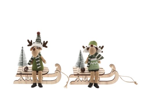HBX Reindeer Cozy On Sledge  2Ass L18W7H16