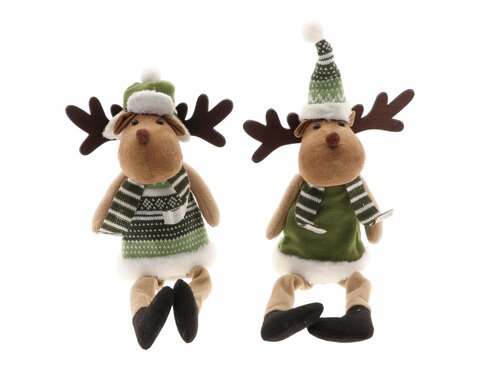 HBX Reindeer Sitting Cozy 2Ass L10W10H36