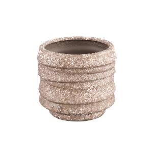 PTMD Hindouy Brown ceramic pot wavy round M