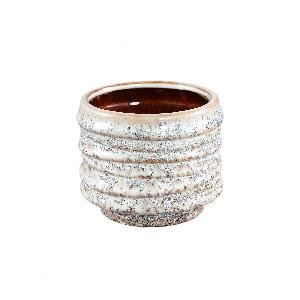 PTMD Hindouy Cream ceramic pot wavy round S