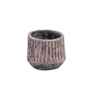 PTMD Holden Purple cement pot round gold finish XS