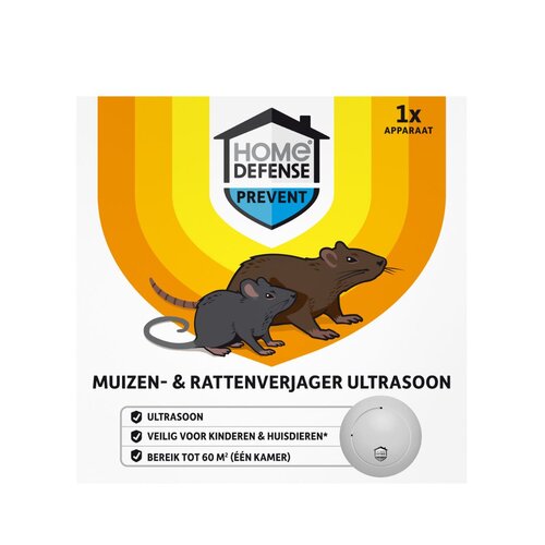 HOME DEFENSE® Muizenverjager en Rattenverjager Ultrasoon 60m²