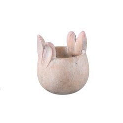 Hoppy Pink cement round rabbit shaped pot S