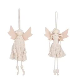 House of Seasons Decoratie engel touw off white 2 assorti - l10xh28cm