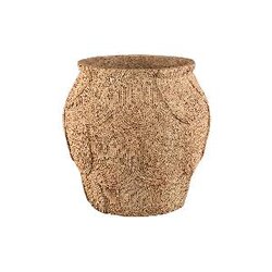 PTMD Howram Brown round ceramic pot with circles high S