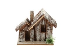 Huis hout m/sneeuw l23b13h18cm wit