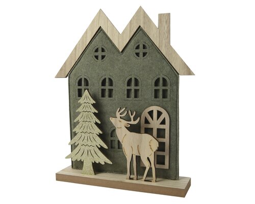 Decoris Huis vilt 2pc w plywood reindeer