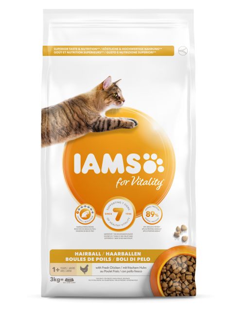 Iams cat adult hairball control chicken 3kg - afbeelding 1