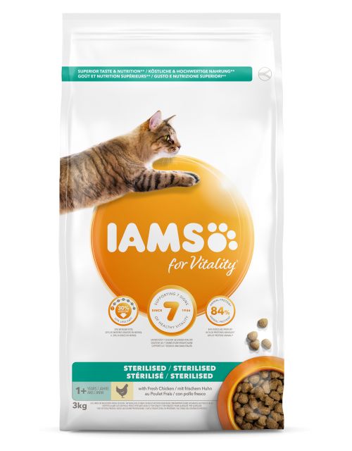 Iams cat adult sterilised/overweight chicken 3kg - afbeelding 1