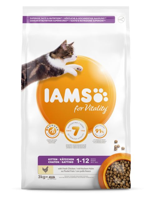 Iams cat kitten/junior chicken 3kg - afbeelding 1