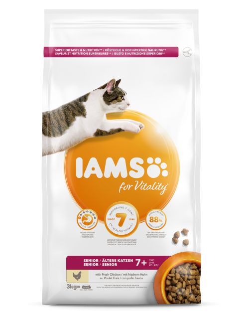 Iams cat senior chicken 3kg - afbeelding 1