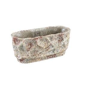 PTMD Isabelle Grey cement pot dent structure oval low L